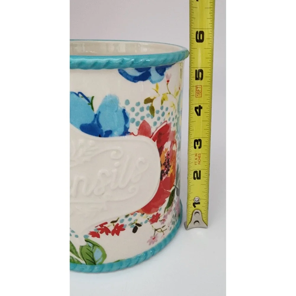 The Pioneer Woman Utensil Holder Melody Stoneware Multicolor Dishwasher Safe EXC